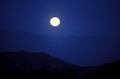 Full moon in the dark blue sky over the desert Royalty Free Stock Photo