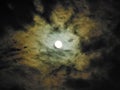 Full Moon in Dark Clouded Sky