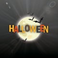 Full Moon Dark Night Sky Bats Halloween Royalty Free Stock Photo