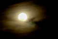 Full moon on dark sky with mist