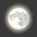 Full moon on the dark transparent background