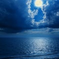 Full moon in dramatic clouds and sea Royalty Free Stock Photo