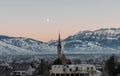 Full moon in the early morning in Schaan in Liechtenstein Royalty Free Stock Photo