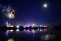 Full Moon and Fireworks at the Isle of Wight Festival 2108 Royalty Free Stock Photo