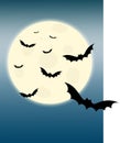 Full moon and flying bats