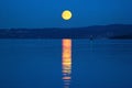 Full moon glade over Oslofjord, Norway