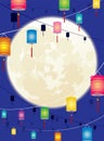 Full moon and hanging Chinese lantern background d