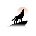 Full Moon with Howling Wolf Silhouette Royalty Free Stock Photo