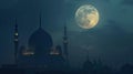 the full moon illuminating the night sky during the holy month of Ramadan, evoking a sense of serenity and spirituality Royalty Free Stock Photo