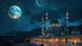 the full moon illuminating the night sky during the holy month of Ramadan, evoking a sense of serenity and spirituality Royalty Free Stock Photo