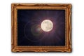 Full moon image in painting frame