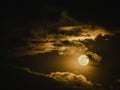 full moon with light and beauty cloudy sky in the dark night background Royalty Free Stock Photo