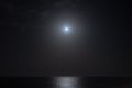 Full moon light with sea reflection at night Royalty Free Stock Photo