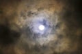 Full moon in a mysterious night sky with clouds Royalty Free Stock Photo