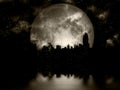 Full moon night city Royalty Free Stock Photo