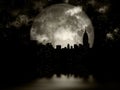 Full moon night city Royalty Free Stock Photo