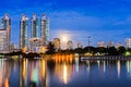 Full moon night in the city. Royalty Free Stock Photo