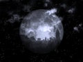 Full moon night city Royalty Free Stock Photo