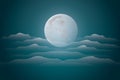 Full moon night with clouds on dark sky background. Nature concept. Royalty Free Stock Photo