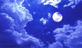 Full Moon Night Clouds Sky Banner Background. Royalty Free Stock Photo