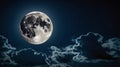 Full Moon Night with Dramatic Clouds and Starry Sky Royalty Free Stock Photo