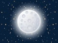 Full moon night icon in flat style. Lunar landscape vector illustration on isolated background. Astrology sign business concept Royalty Free Stock Photo