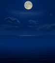 Full moon in night over sea Royalty Free Stock Photo