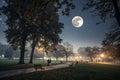Full Moon Night in Park Royalty Free Stock Photo