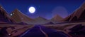 Full moon night road in Egypt african sand desert Royalty Free Stock Photo