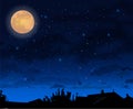 Full moon night skt background Vector. Halloween concepts Royalty Free Stock Photo