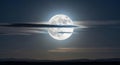 Full Moon Night Sky with Clouds and Mountains Royalty Free Stock Photo
