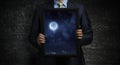 Full moon on night sky. Elements of this image furnished by NASA Royalty Free Stock Photo