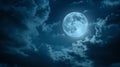 Full moon in the night sky with stars surrounded by dramatic clouds Royalty Free Stock Photo