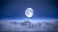 Full moon night and starry sky with moving clouds Royalty Free Stock Photo