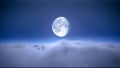 Full moon night and starry sky with moving clouds Royalty Free Stock Photo