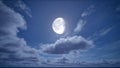 Full moon night and starry sky with moving clouds Royalty Free Stock Photo