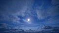 Full moon night and starry sky with moving clouds Royalty Free Stock Photo