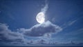 Full moon night and starry sky with moving clouds Royalty Free Stock Photo
