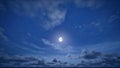 Full moon night and starry sky with moving clouds Royalty Free Stock Photo