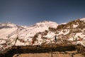 Full moon night in winter spiti - Village under stars in himalayas Royalty Free Stock Photo