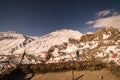 Full moon night in winter spiti - Village under stars in himalayas Royalty Free Stock Photo