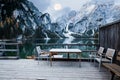 Full moon over alpine mountain lake Royalty Free Stock Photo