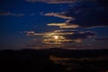 Full moon over beautiful landscape. Landscape and nature concept.