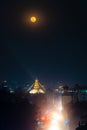 Full Moon over Boudhanath stupa at night, Nepal Royalty Free Stock Photo