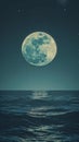 Full moon over calm ocean at night Royalty Free Stock Photo