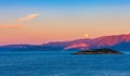 Full moon over Crete at sunset Royalty Free Stock Photo