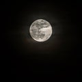 Full moon over dark black sky at night Royalty Free Stock Photo