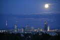 Full moon over downtown Vienna Royalty Free Stock Photo