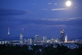 Full moon over downtown Vienna Royalty Free Stock Photo