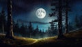 full moon over forest Royalty Free Stock Photo